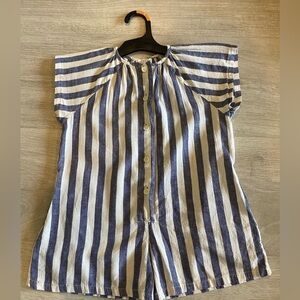 Still AVAILABLE - Mabo Kid linen stripe romper 4/5Y